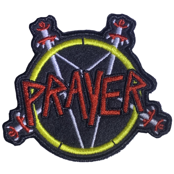 prayer patch inspired by slayer logo